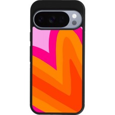 Coque Google Pixel 10 / Pixel 10 Pro - Silicone rigide noir Valentine 2024 heart gradient