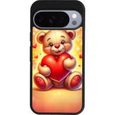 Coque Google Pixel 10 / Pixel 10 Pro - Silicone rigide noir Valentine 2024 Teddy love