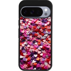 Coque Google Pixel 10 / Pixel 10 Pro - Silicone rigide noir Valentine 2025 Confetti