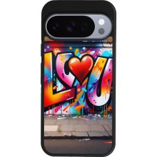 Coque Google Pixel 10 / Pixel 10 Pro - Silicone rigide noir Valentine 2025 Love U Tag