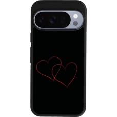 Coque Google Pixel 10 / Pixel 10 Pro - Silicone rigide noir Valentine 2023 attached heart