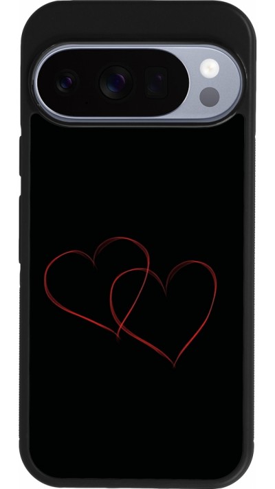 Coque Google Pixel 10 / Pixel 10 Pro - Silicone rigide noir Valentine 2023 attached heart