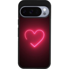 Coque Google Pixel 10 / Pixel 10 Pro - Silicone rigide noir Valentine 2023 single neon heart