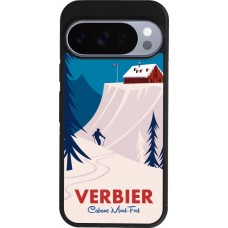 Coque Google Pixel 10 / Pixel 10 Pro - Silicone rigide noir Verbier Cabane Mont-Fort