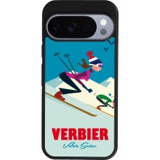 Coque Google Pixel 10 / Pixel 10 Pro - Silicone rigide noir Verbier Ski Downhill