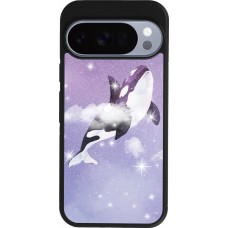 Coque Google Pixel 10 / Pixel 10 Pro - Silicone rigide noir Whale in sparking stars