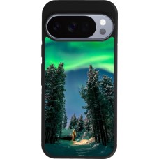 Coque Google Pixel 10 / Pixel 10 Pro - Silicone rigide noir Winter 22 Northern Lights
