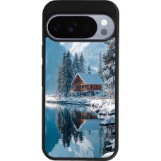 Coque Google Pixel 10 / Pixel 10 Pro - Silicone rigide noir Winter 25 Winter house forest day