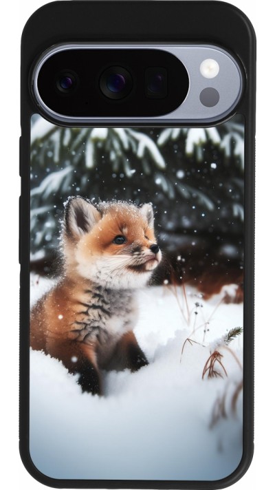 Google Pixel 10 / Pixel 10 Pro Case Hülle - Silikon schwarz Weihnachten 2023 Fuechslein Tanne