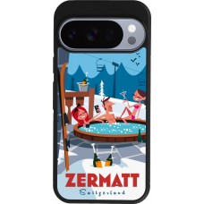 Coque Google Pixel 10 / Pixel 10 Pro - Silicone rigide noir Zermatt Mountain Jacuzzi