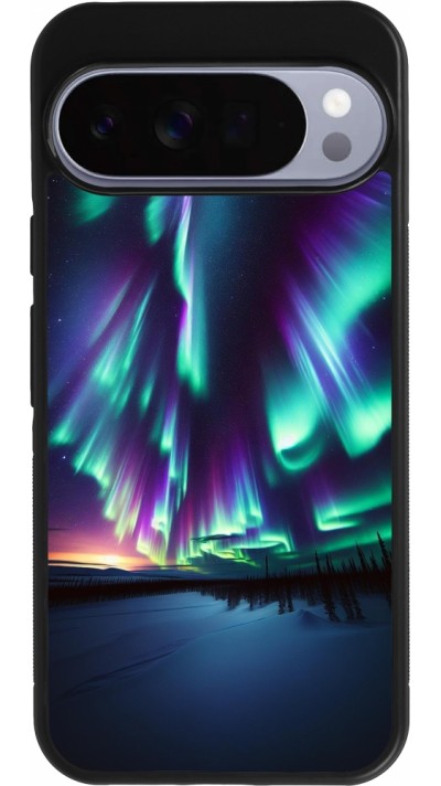 Google Pixel 10 Pro XL Case Hülle - Silikon schwarz Funkelndes Nordlicht