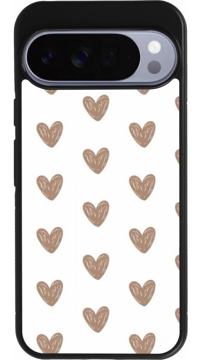 Coque Google Pixel 10 Pro XL - Silicone rigide noir Autumn 2024 brown hearts