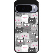 Google Pixel 10 Pro XL Case Hülle - Silikon schwarz Katzenschwärme