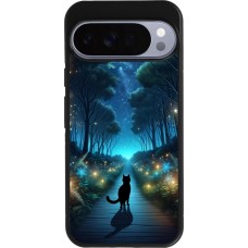 Google Pixel 10 Pro XL Case Hülle - Silikon schwarz Schwarze Katze Spaziergang