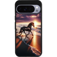 Google Pixel 10 Pro XL Case Hülle - Silikon schwarz Pferd majestätisch Strand