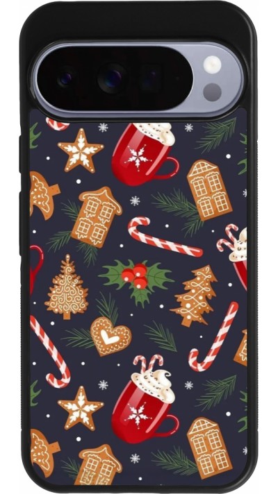 Google Pixel 10 Pro XL Case Hülle - Silikon schwarz Christmas 25 Pattern Gingerbread House