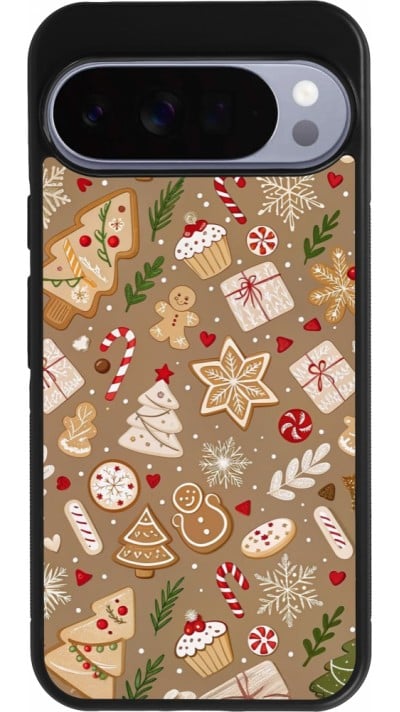 Google Pixel 10 Pro XL Case Hülle - Silikon schwarz Christmas 25 Pattern Ginger Cookie