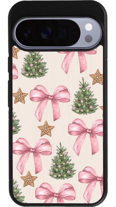 Google Pixel 10 Pro XL Case Hülle - Silikon schwarz Christmas 25 Vintage Ribbons