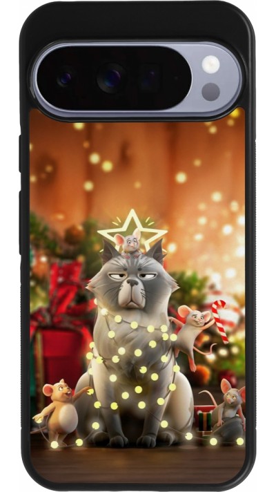 Google Pixel 10 Pro XL Case Hülle - Silikon schwarz Christmas 25 Xmas Cat