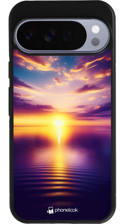 Google Pixel 10 Pro XL Case Hülle - Silikon schwarz Sonnenuntergang gelb violett