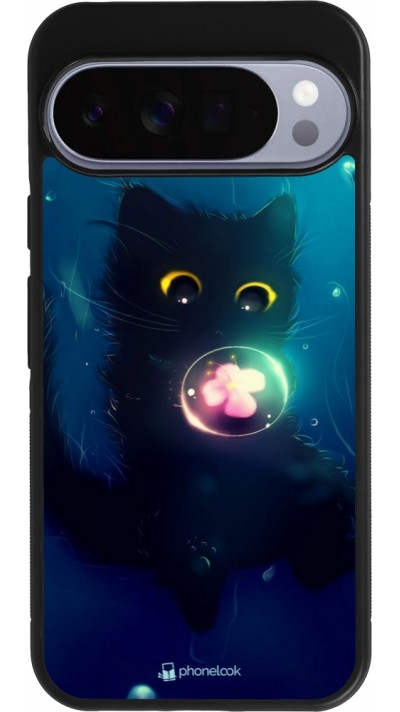 Google Pixel 10 Pro XL Case Hülle - Silikon schwarz Cute Cat Bubble