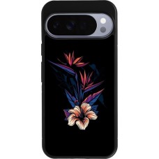 Coque Google Pixel 10 Pro XL - Silicone rigide noir Dark Flowers