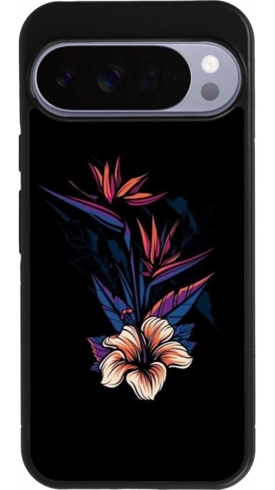Google Pixel 10 Pro XL Case Hülle - Silikon schwarz Dark Flowers