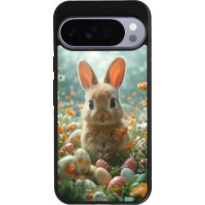 Coque Google Pixel 10 Pro XL - Silicone rigide noir Easter 2026 Rabbit in the garden