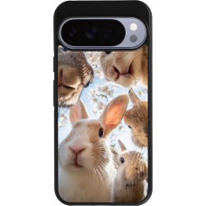 Coque Google Pixel 10 Pro XL - Silicone rigide noir Easter 2026 Rabbits
