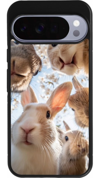 Google Pixel 10 Pro XL Case Hülle - Silikon schwarz Easter 2026 Rabbits
