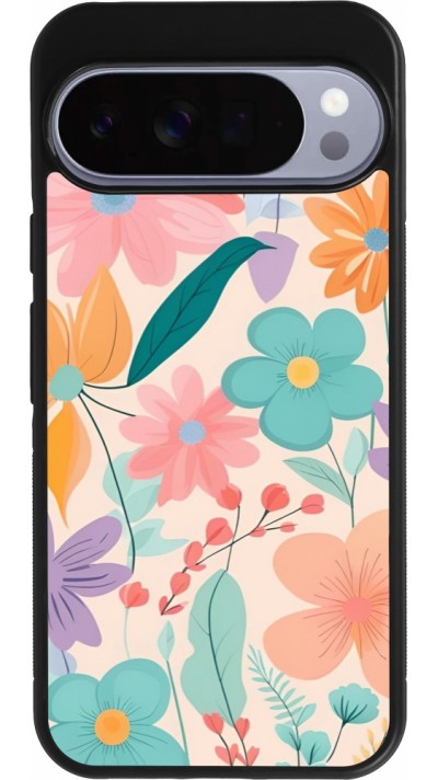 Coque Google Pixel 10 Pro XL - Silicone rigide noir Easter 2024 spring flowers