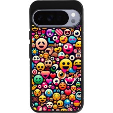 Coque Google Pixel 10 Pro XL - Silicone rigide noir Emoji Mix Color