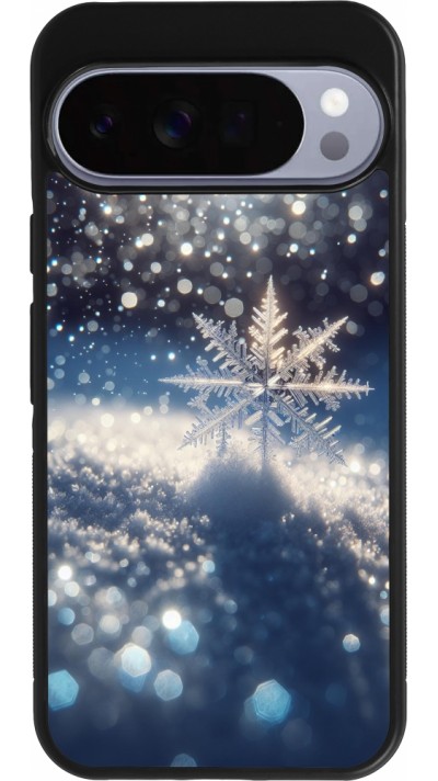 Google Pixel 10 Pro XL Case Hülle - Silikon schwarz Schneeflocke Solar Glanz