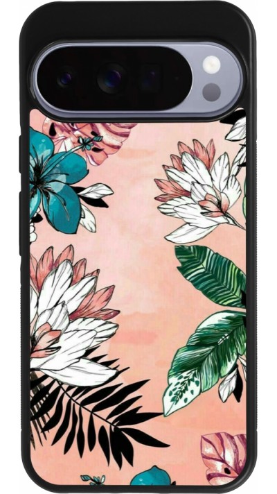 Google Pixel 10 Pro XL Case Hülle - Silikon schwarz Flowers Artprint