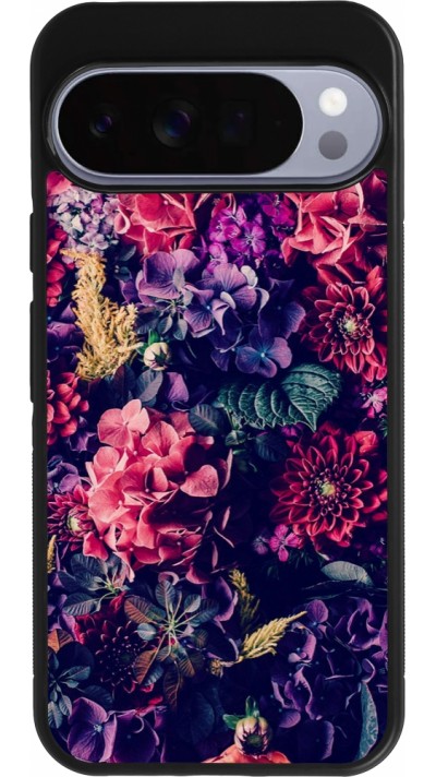 Google Pixel 10 Pro XL Case Hülle - Silikon schwarz Flowers Dark