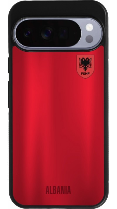 Coque Google Pixel 10 Pro XL - Silicone rigide noir Maillot de football Albanie personnalisable