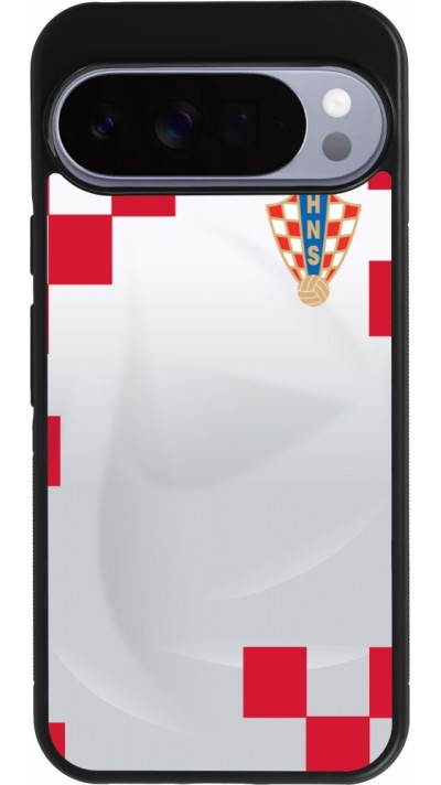 Google Pixel 10 Pro XL Case Hülle - Silikon schwarz Kroatien 2022 personalisierbares Fussballtrikot