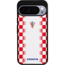 Coque Google Pixel 10 Pro XL - Silicone rigide noir Maillot de football Croatie 2026 personnalisable