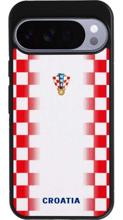 Google Pixel 10 Pro XL Case Hülle - Silikon schwarz Kroatien 2026 personalisierbares Fussballtrikot