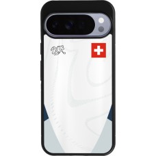 Coque Google Pixel 10 Pro XL - Silicone rigide noir Maillot de football Suisse Extérieur personnalisable