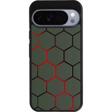 Coque Google Pixel 10 Pro XL - Silicone rigide noir Geometric Line red