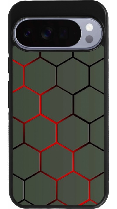 Google Pixel 10 Pro XL Case Hülle - Silikon schwarz Geometric Line red