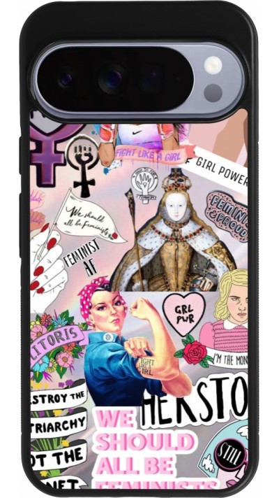Google Pixel 10 Pro XL Case Hülle - Silikon schwarz Girl Power Collage
