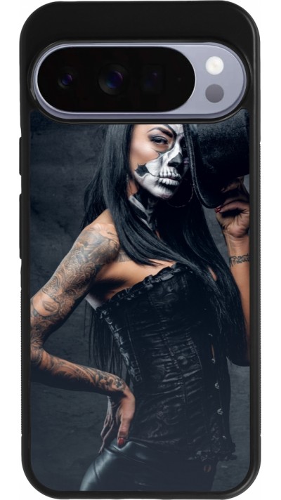Google Pixel 10 Pro XL Case Hülle - Silikon schwarz Halloween 22 Tattooed Girl