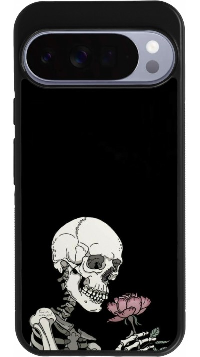 Google Pixel 10 Pro XL Case Hülle - Silikon schwarz Halloween 2023 rose and skeleton