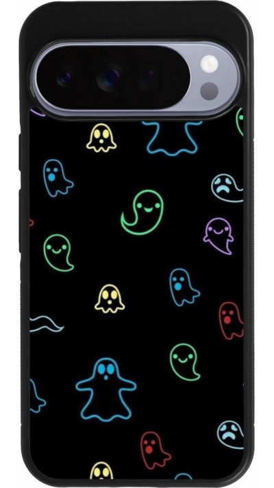 Google Pixel 10 Pro XL Case Hülle - Silikon schwarz Halloween 2024 colorful ghosts