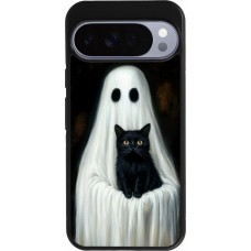 Google Pixel 10 Pro XL Case Hülle - Silikon schwarz Halloween 2025 Ghost with black cat