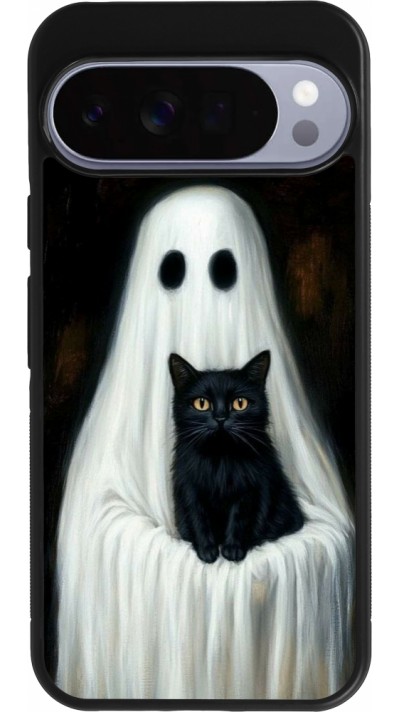 Google Pixel 10 Pro XL Case Hülle - Silikon schwarz Halloween 2025 Ghost with black cat