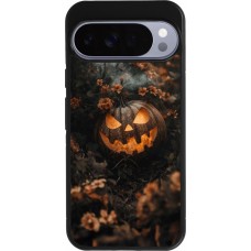 Google Pixel 10 Pro XL Case Hülle - Silikon schwarz Halloween 2025 Pumpkin with flowers