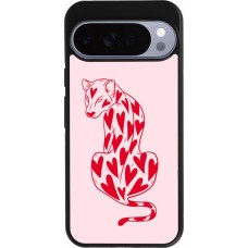 Google Pixel 10 Pro XL Case Hülle - Silikon schwarz Leopard with hearts 2026